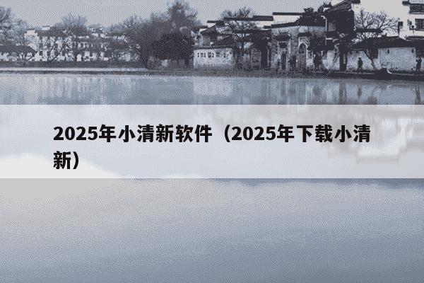 2025年小清新软件(2025年下载小清新)