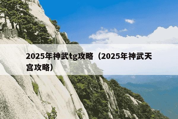 2025年神武tg攻略(2025年神武天宫攻略)