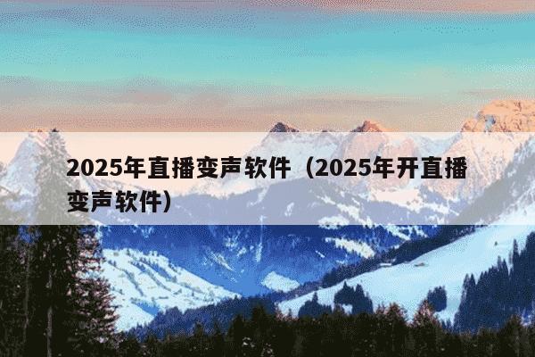 2025年直播变声软件（2025年开直播变声软件）