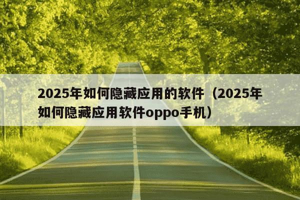 2025年如何隐藏应用的软件（2025年如何隐藏应用软件oppo手机）
