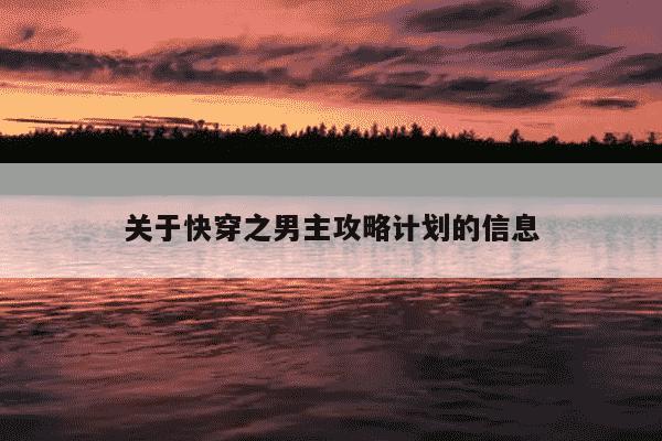 关于快穿之男主攻略计划的信息