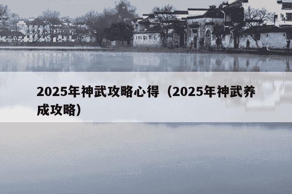 2025年神武攻略心得（2025年神武养成攻略）