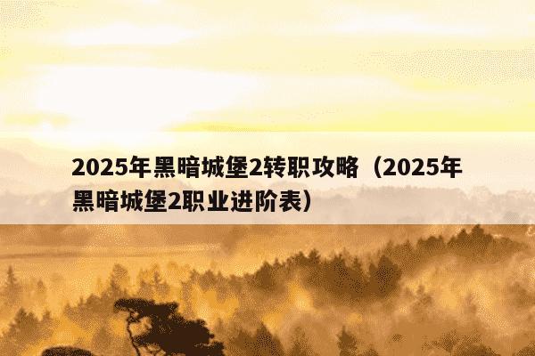 2025年黑暗城堡2转职攻略（2025年黑暗城堡2职业进阶表）