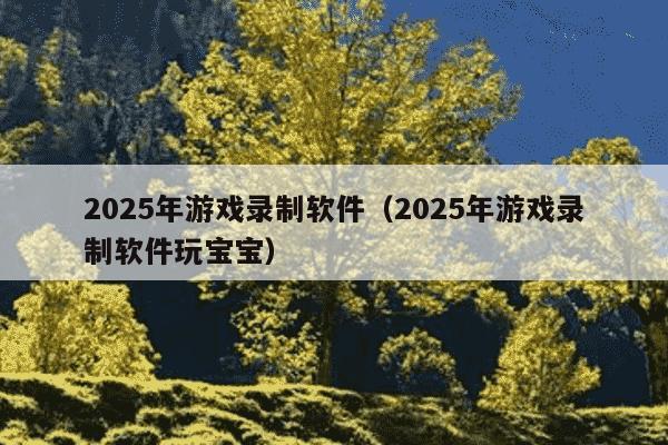 2025年游戏录制软件（2025年游戏录制软件玩宝宝）