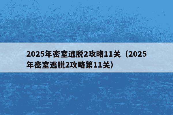 2025年密室逃脱2攻略11关（2025年密室逃脱2攻略第11关）