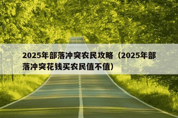 2025年部落冲突农民攻略（2025年部落冲突花钱买农民值不值）