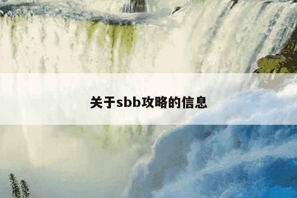 关于sbb攻略的信息