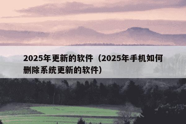 2025年更新的软件（2025年手机如何删除系统更新的软件）