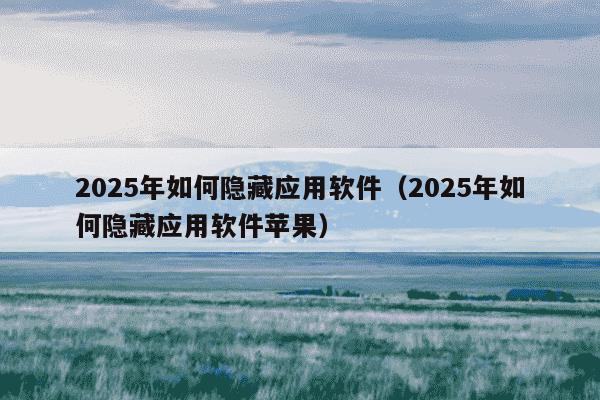 2025年如何隐藏应用软件（2025年如何隐藏应用软件苹果）