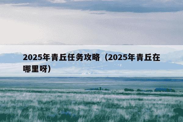 2025年青丘任务攻略（2025年青丘在哪里呀）