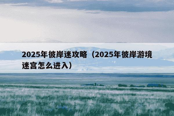 2025年彼岸迷攻略（2025年彼岸游境迷宫怎么进入）