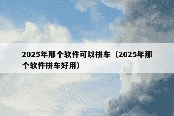 2025年那个软件可以拼车（2025年那个软件拼车好用）