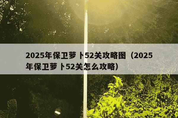 2025年保卫萝卜52关攻略图（2025年保卫萝卜52关怎么攻略）