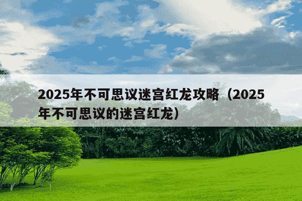 2025年不可思议迷宫红龙攻略（2025年不可思议的迷宫红龙）