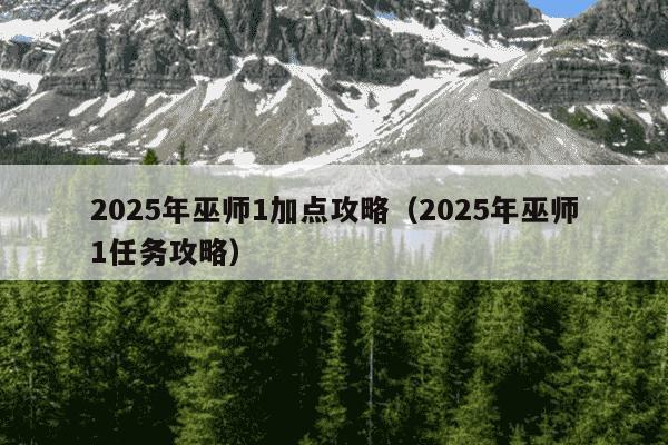 2025年巫师1加点攻略（2025年巫师1任务攻略）