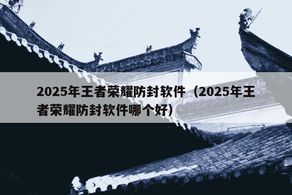 2025年王者荣耀防封软件（2025年王者荣耀防封软件哪个好）