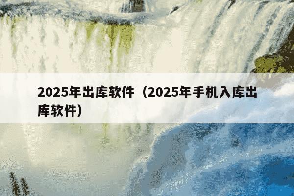 2025年出库软件（2025年手机入库出库软件）