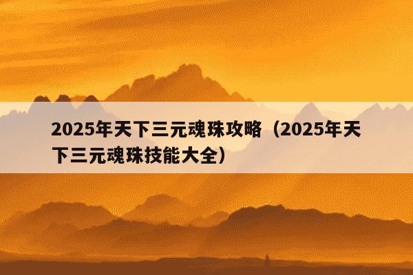 2025年天下三元魂珠攻略（2025年天下三元魂珠技能大全）