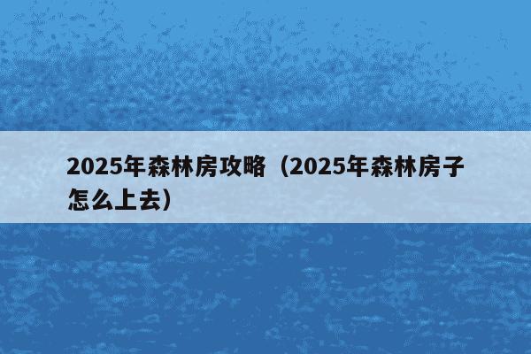 2025年森林房攻略（2025年森林房子怎么上去）