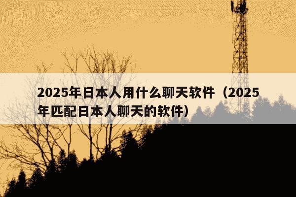 2025年日本人用什么聊天软件（2025年匹配日本人聊天的软件）