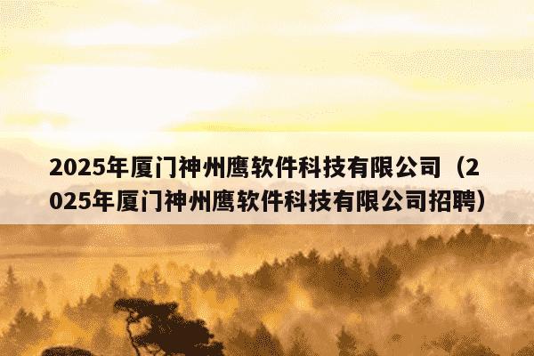 2025年厦门神州鹰软件科技有限公司（2025年厦门神州鹰软件科技有限公司招聘）