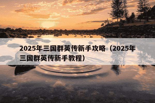 2025年三国群英传新手攻略（2025年三国群英传新手教程）