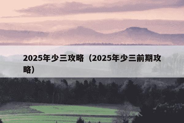 2025年少三攻略（2025年少三前期攻略）