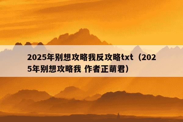 2025年别想攻略我反攻略txt（2025年别想攻略我 作者正萌君）