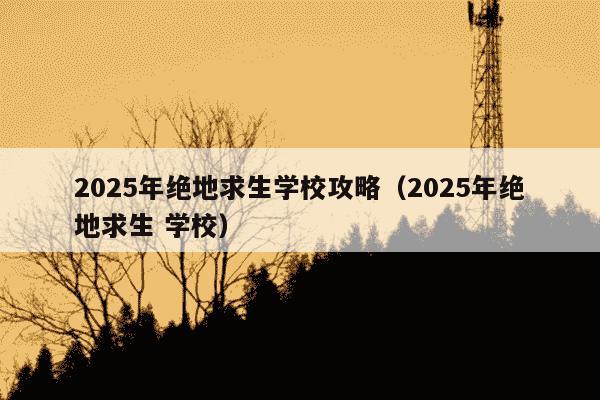 2025年绝地求生学校攻略（2025年绝地求生 学校）
